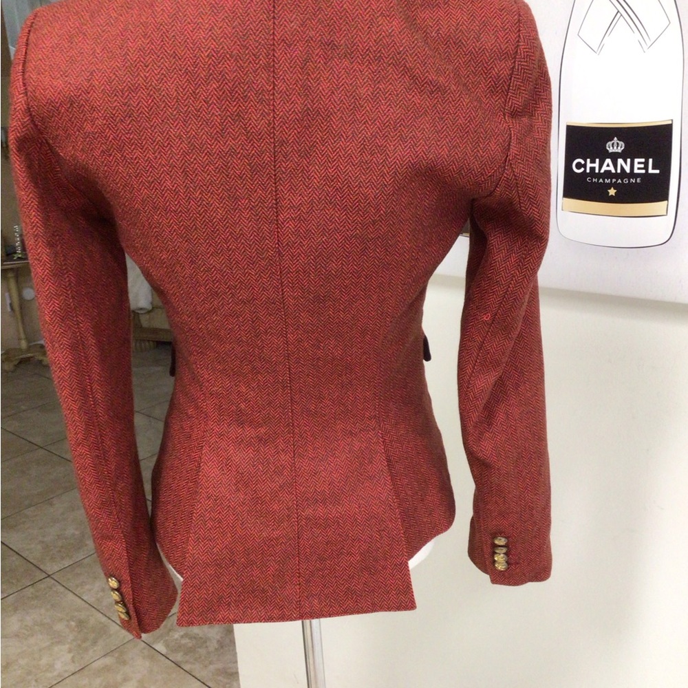 Smythe Velvet Trimmed Peak Lapeled Herringbone Blazer - Picture 10 of 16
